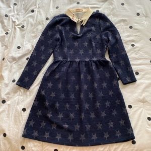 Miss Patina sz M navy Bowie Cat Collar Star dress